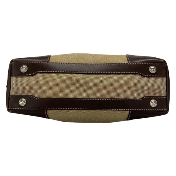 PRADA Logo Jacquard Beige Dark Brown Jacquard Leather Tote Bag 656-042725 - Picture 5 of 14